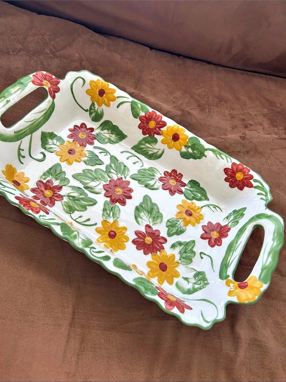 Temptations by Tara Floral Embroidery Rectangular Casserole HTF 14x8x3"